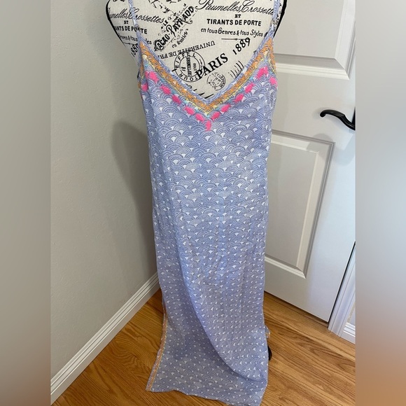 Tori Richard Cotton Dress with Double leg Slit and Built in Short Slip Large - Picture 5 of 13